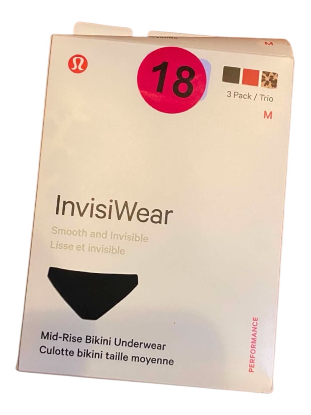 NWT Lululemon InvisiWear Mid-Rise Bikini BLACK/LEOPARD Size: M